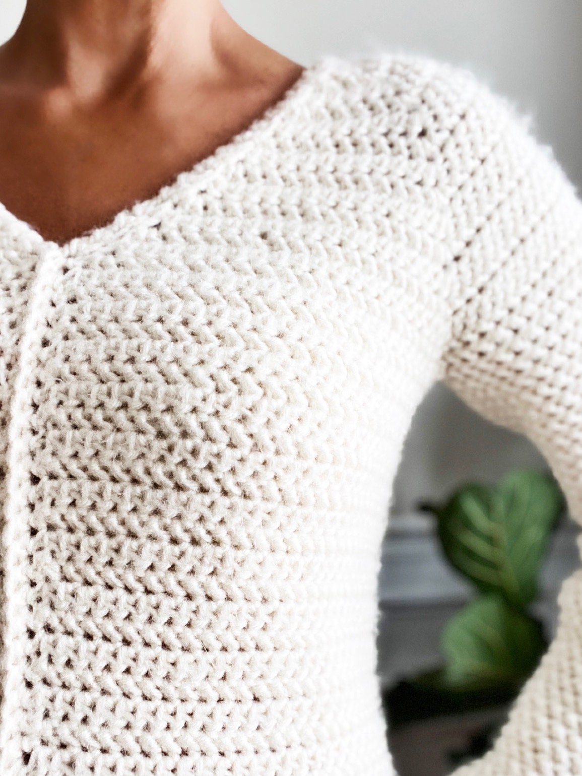 The Front Seam V-Neck Crochet Sweater Pattern