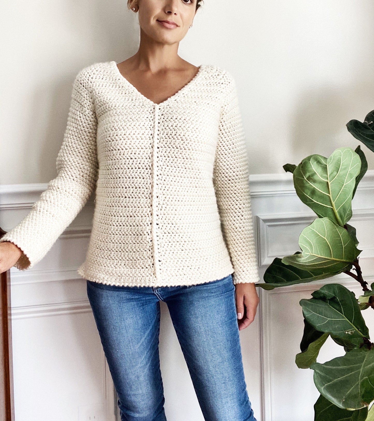 The Front Seam V-Neck Crochet Sweater Pattern