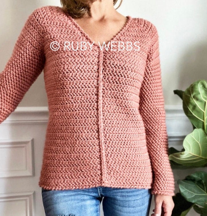 The Front Seam V-Neck Crochet Sweater Pattern