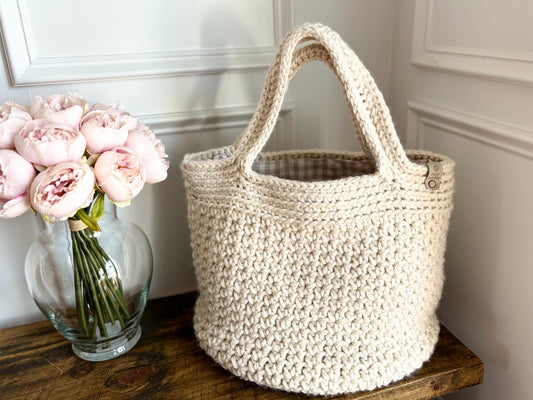 Crochet Bag Pattern with LINER Pattern, VIDEOS INCLUDED for making the bag and the fabric